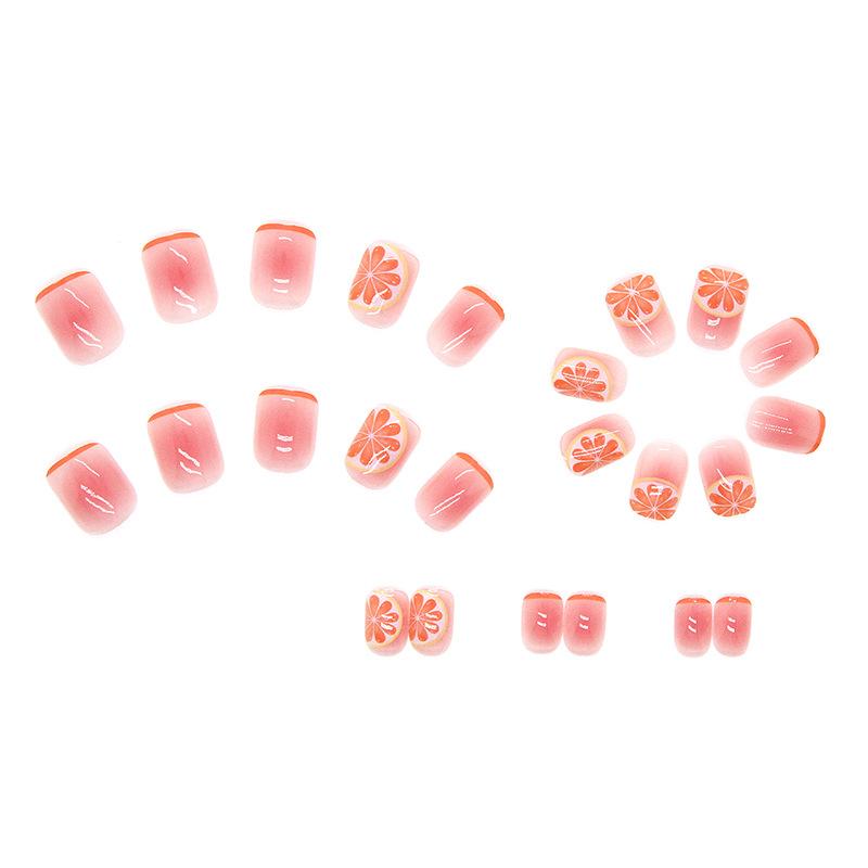 Unghie Finte Estate Nuovo Rosa Indossa Unghie Arancione Nail Art Unghie Finte Rimovibili