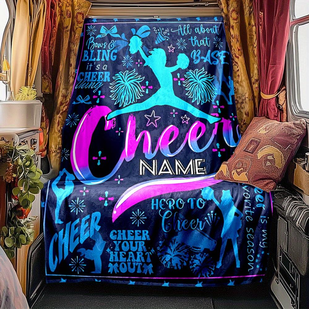 Cheerleader Silhouette Bows Stars Blanketcustomize Your Name Lightweight Comfortable And Stylish Blanket For Travel Bed Home Chair Office Sofa And