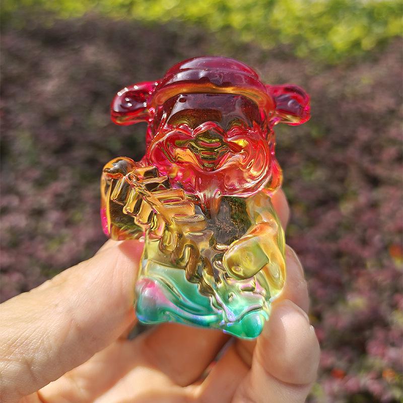 Crystal Glass God of Wealth Ornament: Home & Wedding Decoration Gift