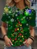 2025 Christmas T-Shirts for Floral Cartoon 3D Print Women T-Shirts Summer Fashion Round Neck Short Sleeve Tee Female Clothing