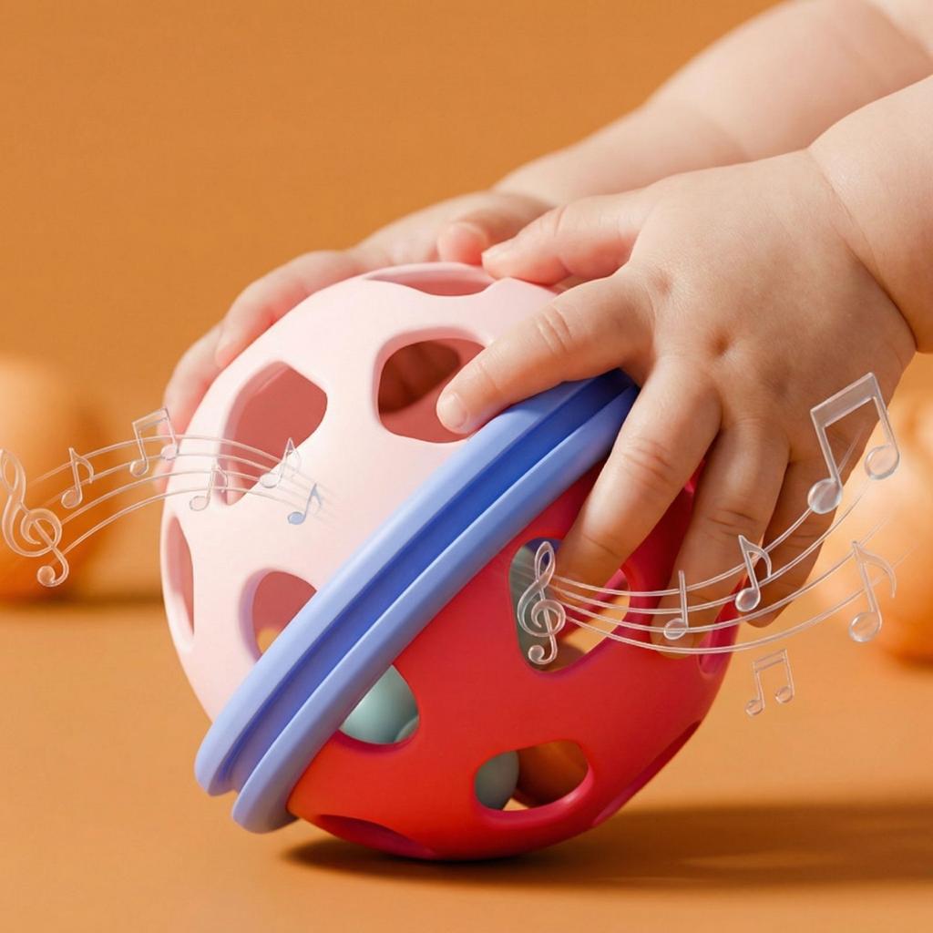 Soft Rubber Baby Hand Held Toy Shaking Sound Exercise Grasping Hearing Newborn Early Education Puzzle Bell