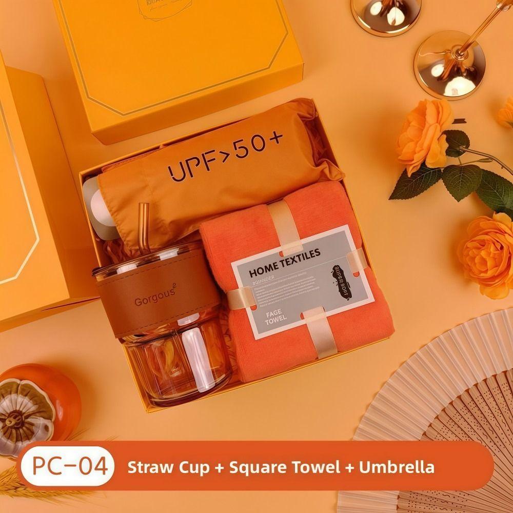 3IN1 Souvenir Gift Set Stylish Design with Paper Bag Practical Gift Sets Luxury Fan/Towel/Cup Gift Box Set Personalized Gifts
