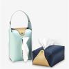 Car Tissue Box Holder Leather Car Console Armrest Napkin Box Visor Back Tissue Box with Retaining Strap