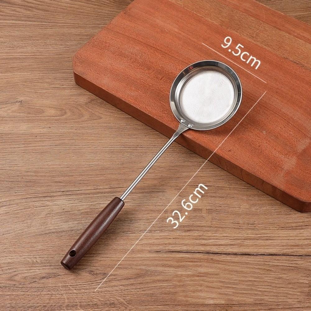 Fine Mesh 304 Stainless Steel Strainer Wooden Handle Dumpling Strainer Skimmer Spoon  Household Use