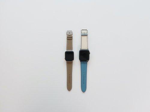 [Apostroph Komma] Apostroph Komma Lederarbeiten Apple Watch Armband Lederband Elfenbein Blau