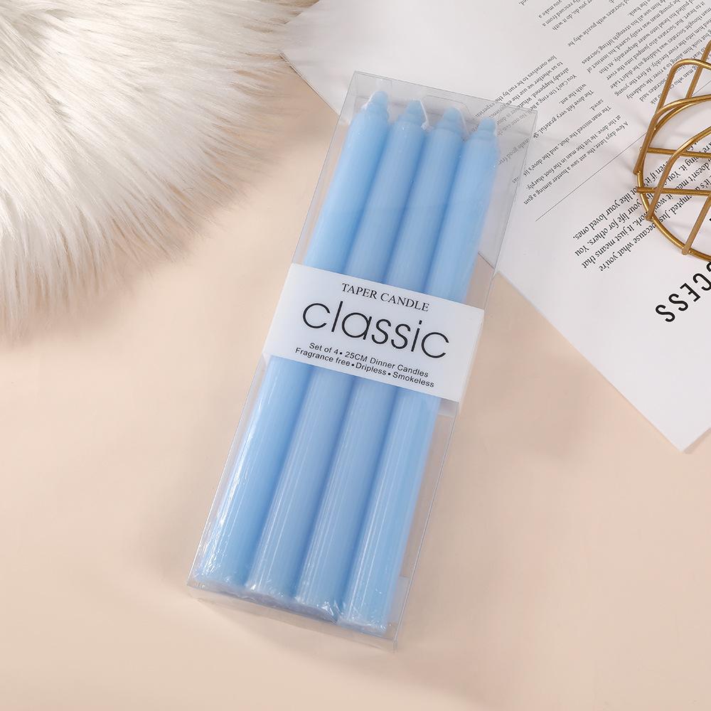 25cm Europäischer Macaron Vertikales Muster Langer Stab Kerze Kreatives Kerzenlicht Abendessen Westliches Restaurant Bunte Hochzeitsstab Wachs