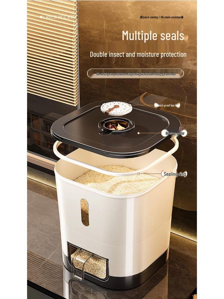 2025 Model Airtight Rice Storage Container: Moisture & Insect-Proof, Flour Barrel, Home Use