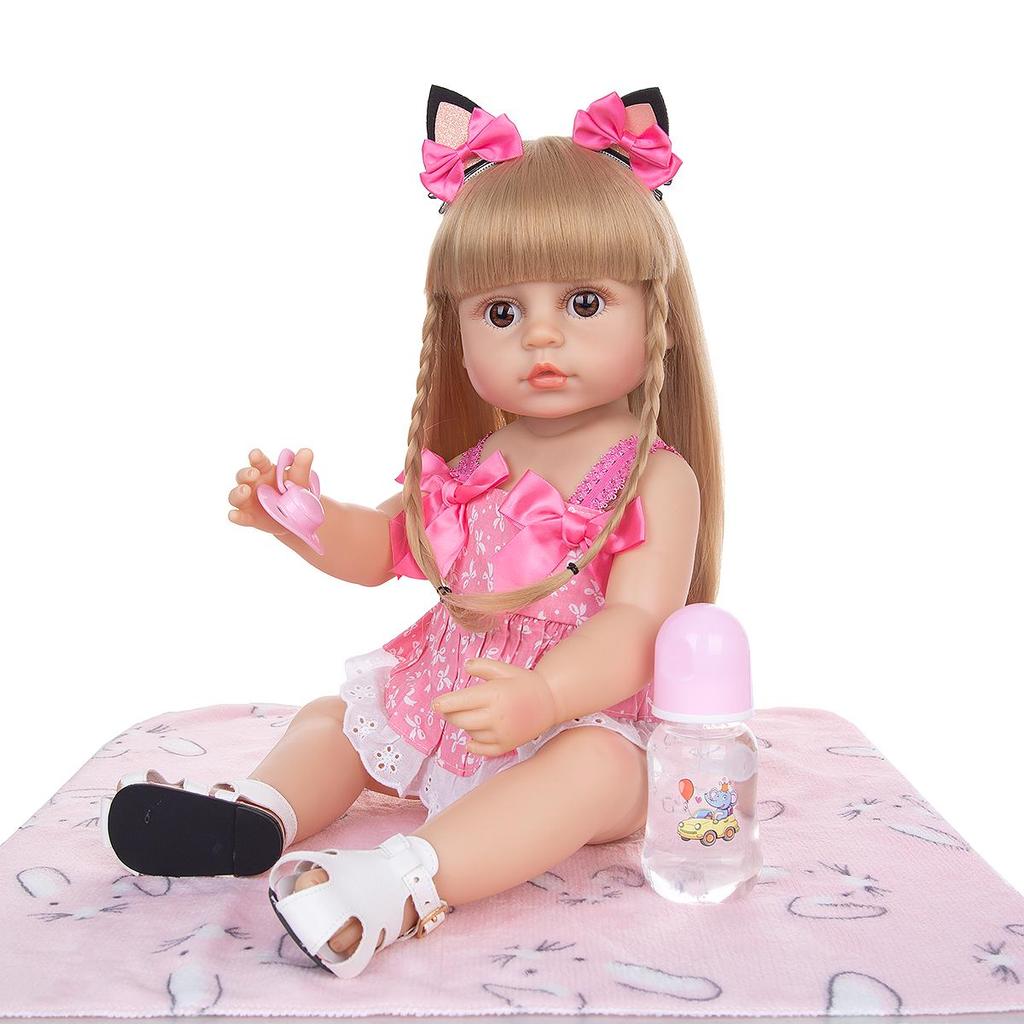 KEIUMI 55cm Beautiful Reborn Boneca Silicone Full Silicone Baby Girl Vinyl Doll Realistic Children's Day Gifts Bed Time Playmate