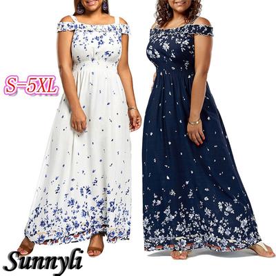 Women Summer Dresses Bohemian Casual Slim Fit Solid Color Beach Maxi Long Dress with Pockets