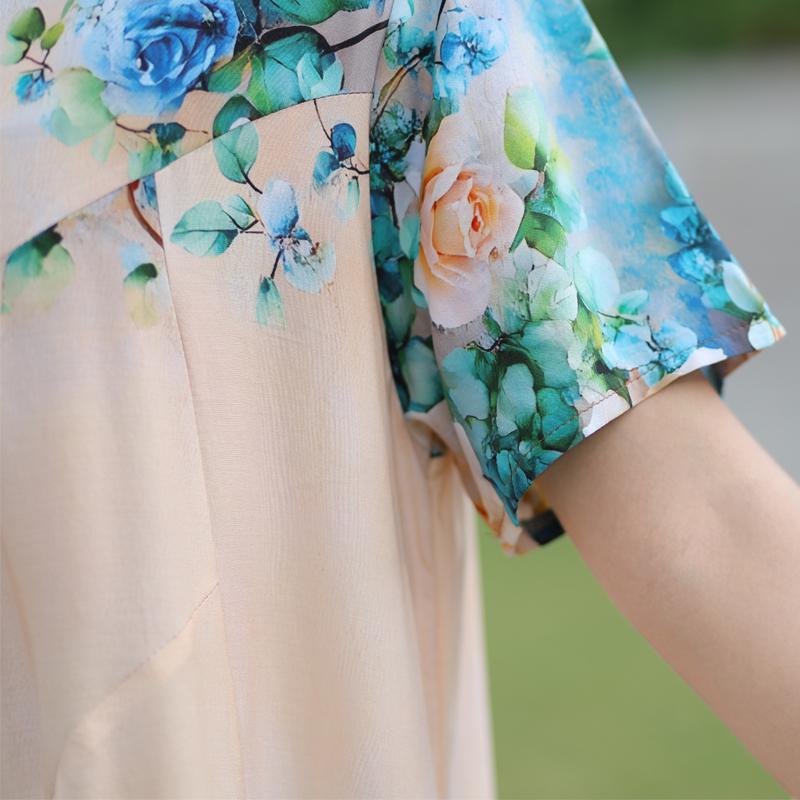 Κομψά Καλοκαιρινά Φαρδιά Φορέματα Γυναικεία Vintage Ρούχα Κοντομάνικο Μεγάλο Μέγεθος Casual Μακρύ Φόρεμα