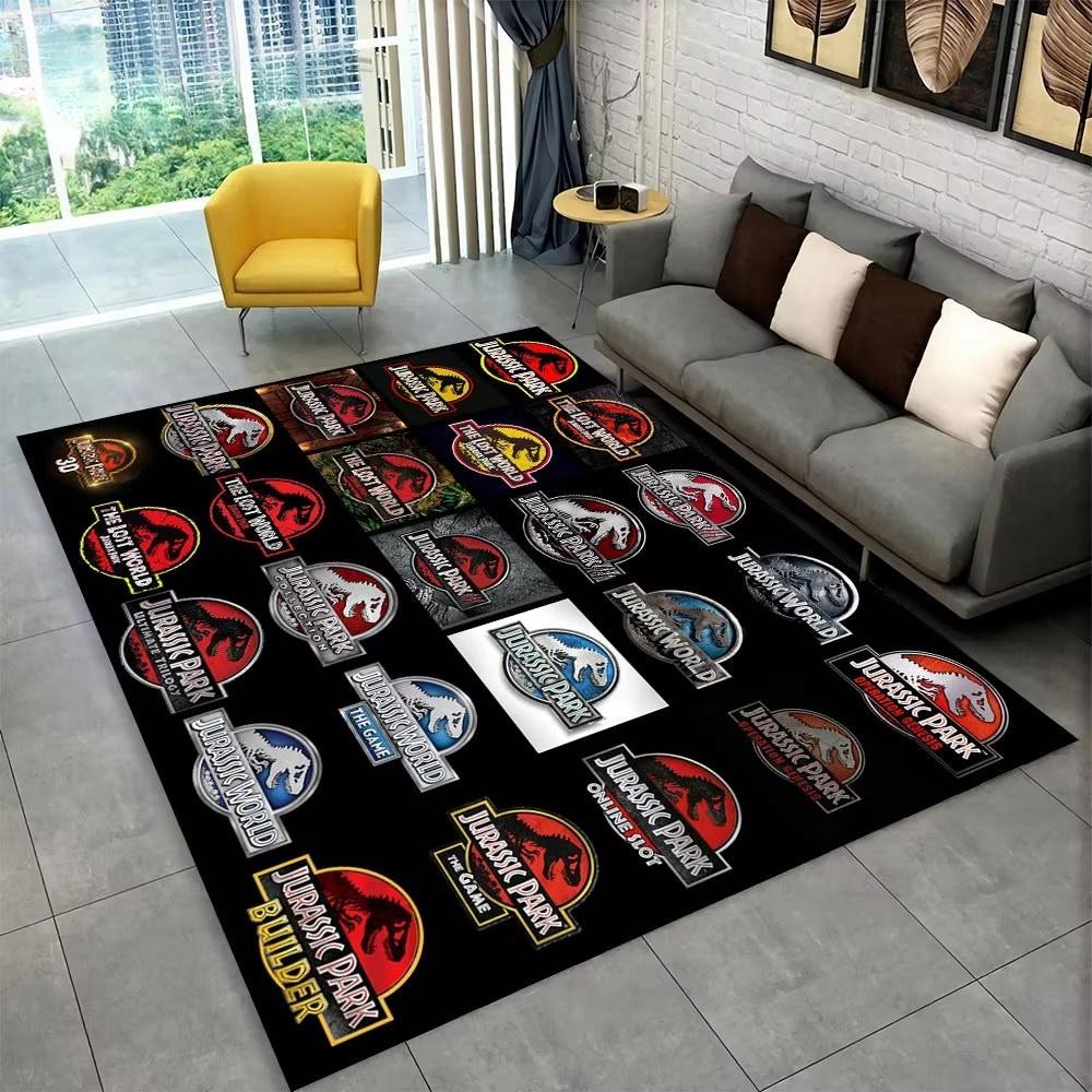 3D J-Jurassic Park Dinosaur Carpet Large Area Rug Bedroom Kids’ Playroom Floor Mat Non-Slip Living Room Decor Fun Sofa Accent