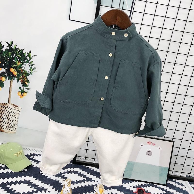 

Рубашка с длинным рукавом для мальчиков, однотонная - Мода в корейском стиле для детей, весна/осень 2024 Size 7 (90cm)