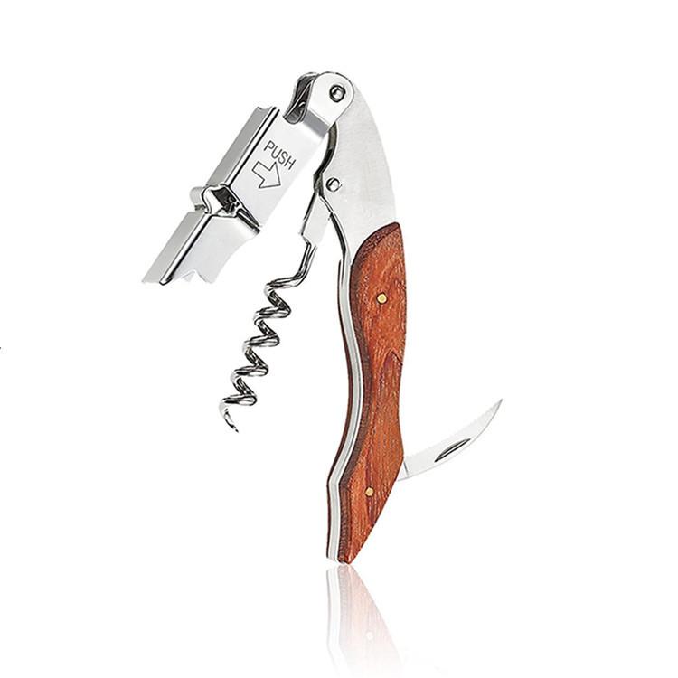 Promotional Red Wine Tool Gift Rosewood French Patented Spring Wine Key Double Hinged Wine Waiter Corkscrew розовый лес
