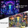 Amonercvita Blacklight Alien UFO Tapestry Neon Mushroom Floral Tapestries UV Reactive Yoga Meditation Tapestry Fantasy Forest Tapestries Wall Hanging