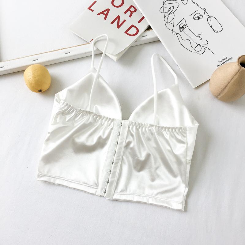 Women's Tube Top Silk Comfortable Crop Top Sexy Camisole Wireless Summer V-Neck Sleeveless Underwear
