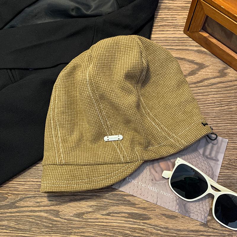 

Knitted Slouchy Beanie Cuffed Fisherman Hat Winter Warm Foldable Brim Drawstring Cap Retro Streetwear Skull Cap L(58-60cm) хаки