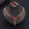 Luxury Red Crystal Tiaras Bridal Jewelry Sets for Women Prom Wedding Earring Necklace Set Bride Crown Jewelry Sets