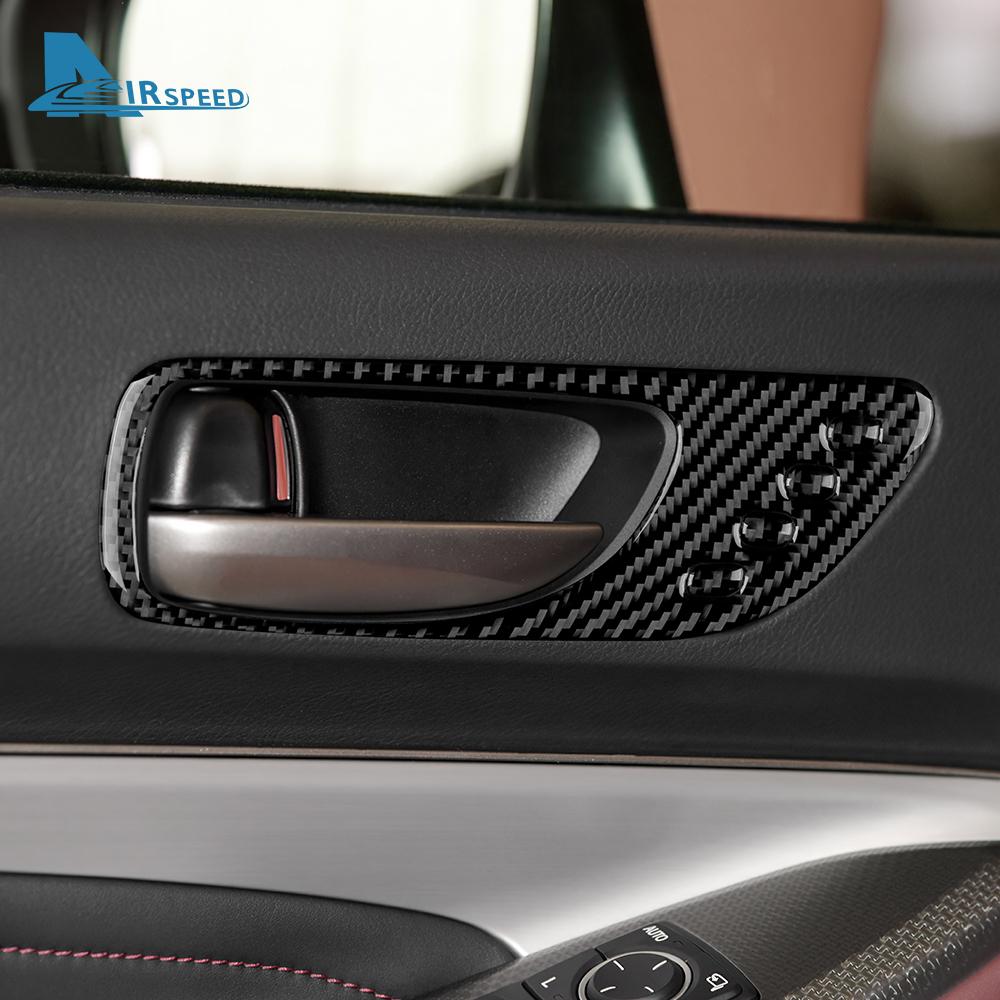 Interior Trim Sticker For Lexus RC300 RC350 RC200T 2015-2022 Real Carbon Fiber Car Door Handle Frame  Decoration
