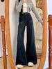 Plus Size Retro High-Waist Wide-Leg Jeans for Women - Slimming, Loose Fit, Floor-Length for Pear-Shaped Body, Spring/Autumn.