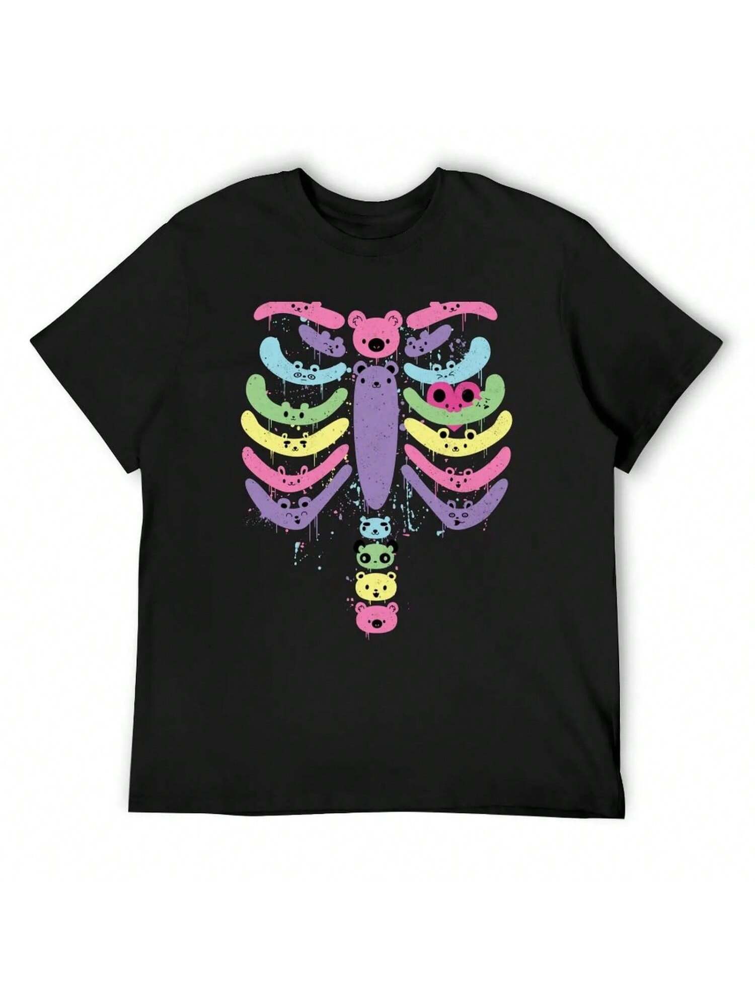 Bear Bones Kawaii Drip T-Shirt Kawaii Clothes Clothes Oversized Men s T Shirts S разноцветный