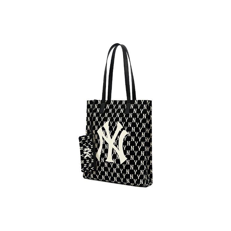 MLB Monogram Series NY Yankees Retro All Over Print Large Logo Vertical Polyester Tote Bag Women Tote Bag Black 3AORL011N-50BKS