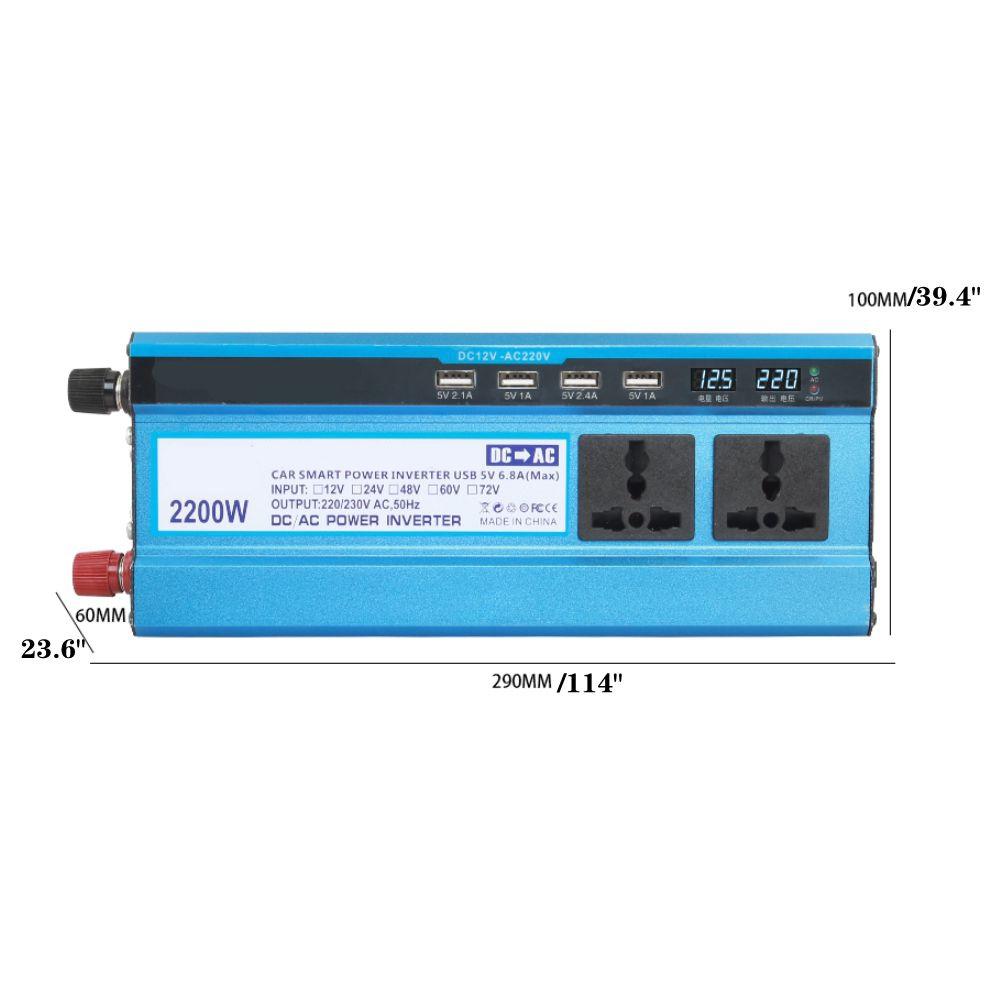 DC 2200/4000W 12/24V To AC 220V Adapter Charging Converter Car Inverters Modified Sine Wave Solar Power Voltage Transformer
