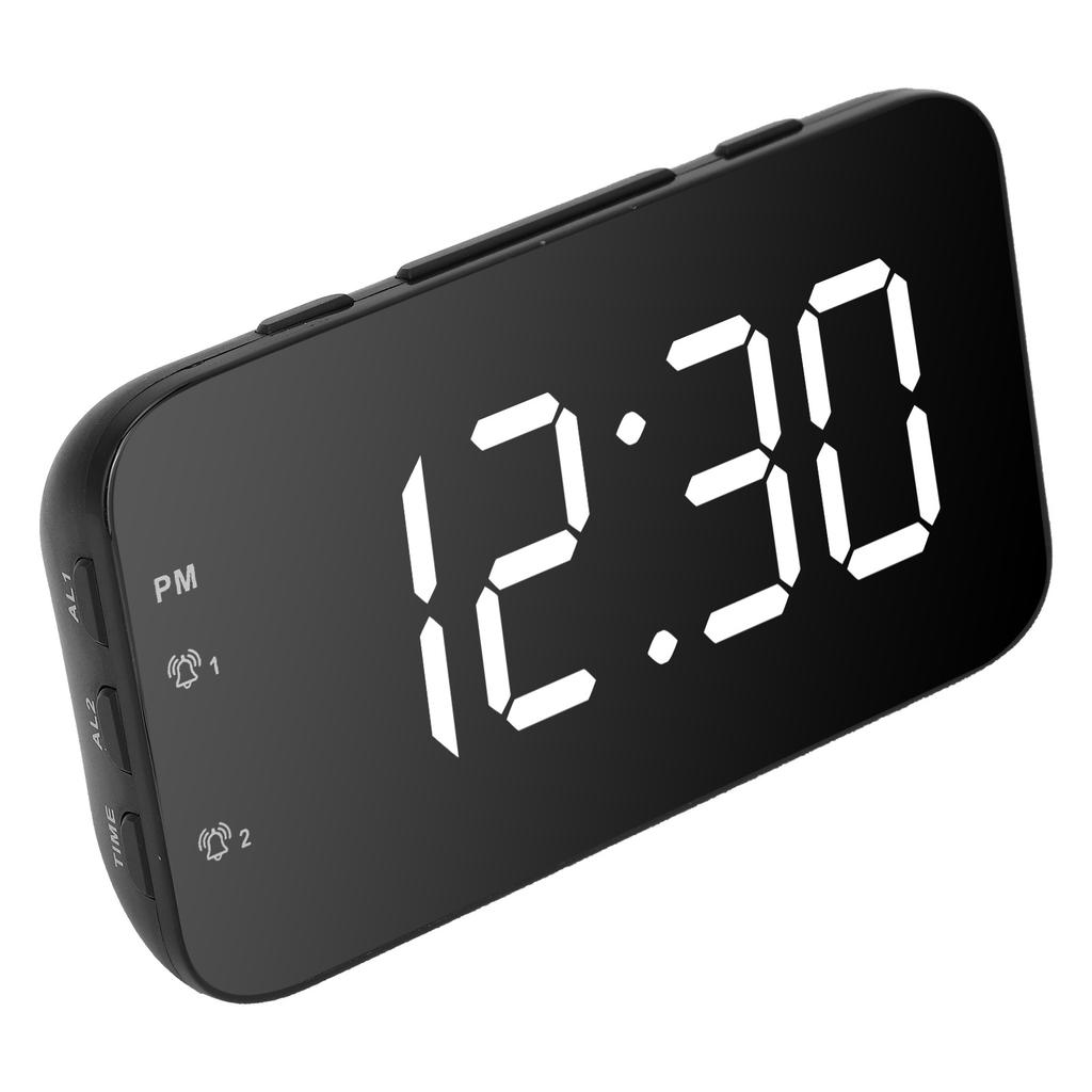 LED Digital Alarm Clock Portable Desk Clock with Snooze for Bedroom Home TravelWhite