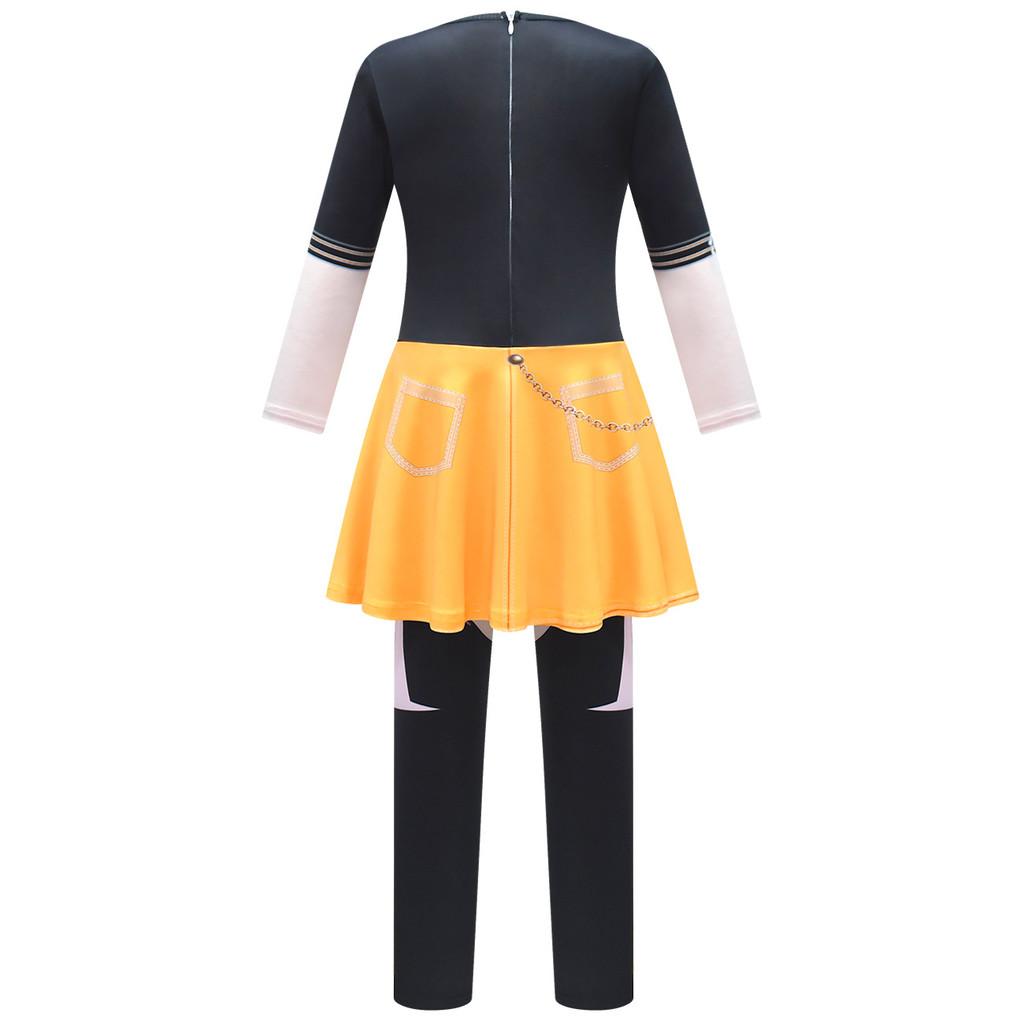 Kids Girls Anime Cartoon POP Singer Super Star Printed Jumpsuit Bag Set Halloween Cosplay Costumes