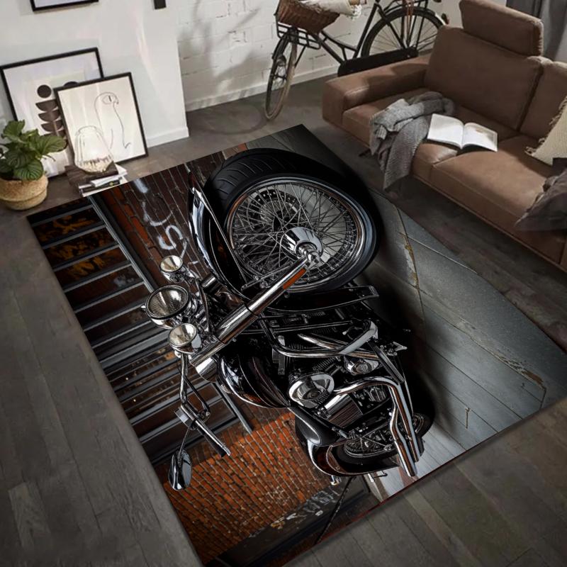

Motorcycle Rug Retro Garage Entryway Doormat NonSlip Easy Clean Modern Home Decor Carpet for Living Room Bedroom Pet Friendly 40X60cm