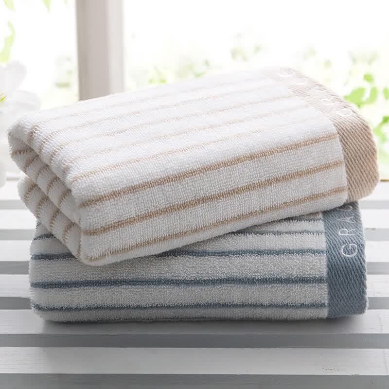 Grace 6450A Classic Stripe Xinjiang Cotton Face Towel 2-Pack