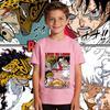 One Piece Luffy x Lucci Anime Print Boys Girls Cotton T Shirt Casual Kids Tee Top Soft Summer Clothes