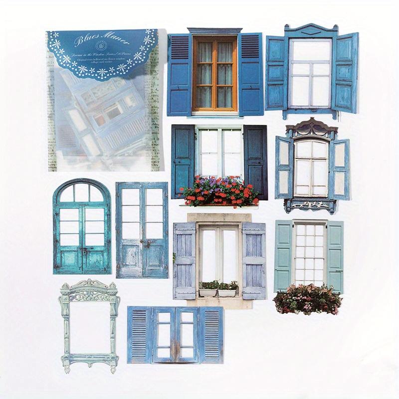 

10pcs Vintage Hollow Window Collage Cards Stickers Pack DIY Diary Junk Journal Decoration Label Sticker Album Scrapbooking