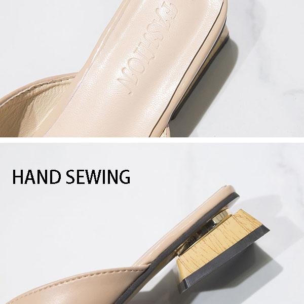 Taille 35-40 femmes pantoufles en cuir Pu en plein air talons hauts sandales bohème résistant à l'usure antidérapant bureau dame sandales à bout carré