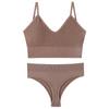 2Pcs Underwear Set Bra Set Women Panties Sexy G-String Seamless Bralette Female Wire Free Bra Sexy Panty Set Lingerie Soft Tank Crop Top Sleeping Bra