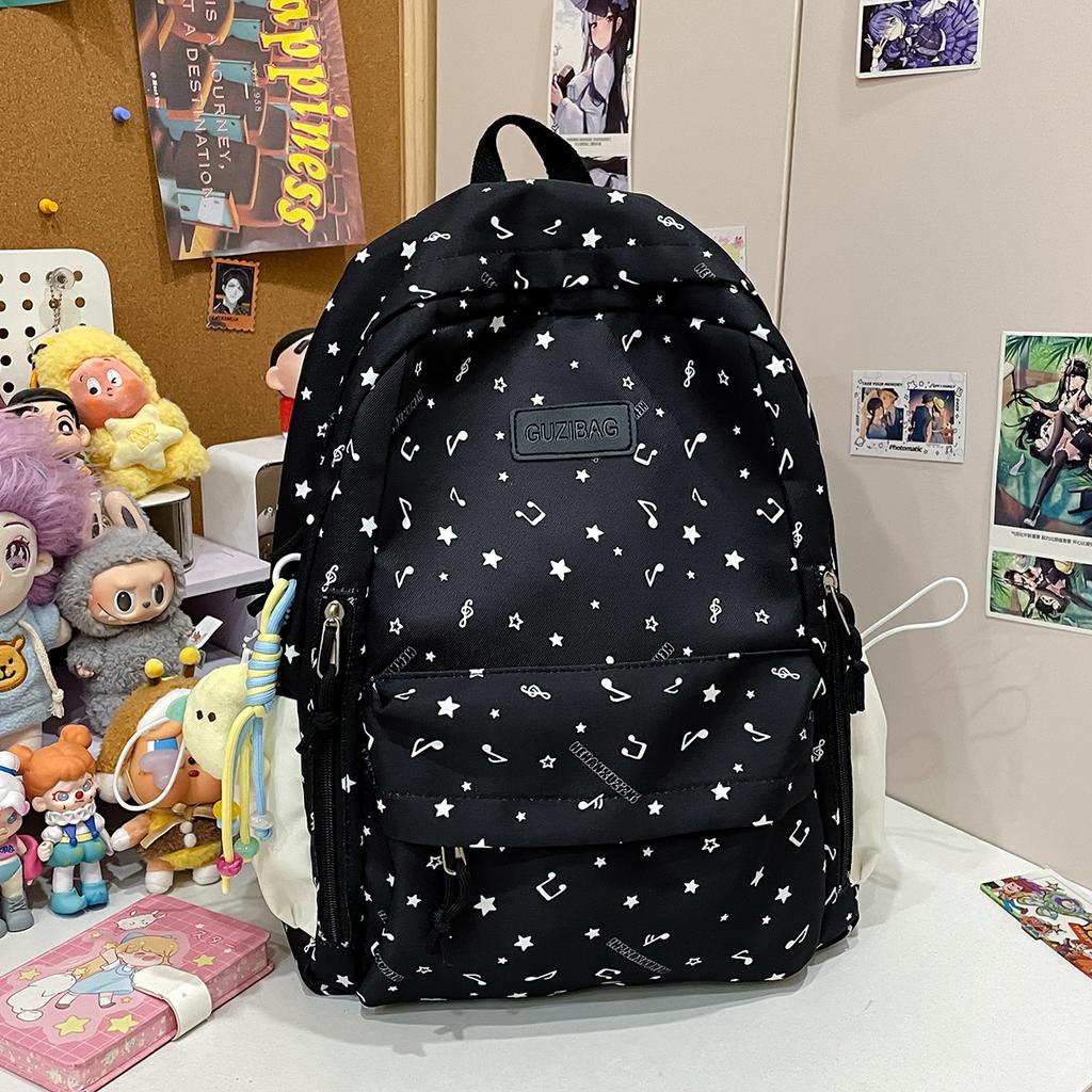 Student Schoolbag Girl Junior High School Large Capacity Cute Graffiti Star Backpack Ins Wind Student High School Backpack