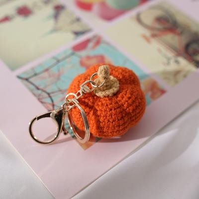 Cute Pumpkin Keychain For Halloween Gifts Handmaking Pumpkin Crochet Keychain Funny Chili Pendant Knitting Keyrings Wholesale