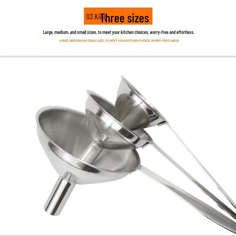 Stainless Steel Long-Handled Funnel & Ladle 3-Piece Set