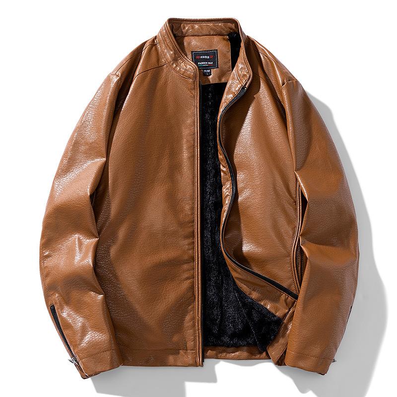 

Осенне-зимнее новое мотоциклетное кожаное пальто, плюшевое мужское облегающее пальто со стоячим воротником, куртка из искусственной кожи, повседневное красивое ветрозащитное теплое пальто с рюшами XXL