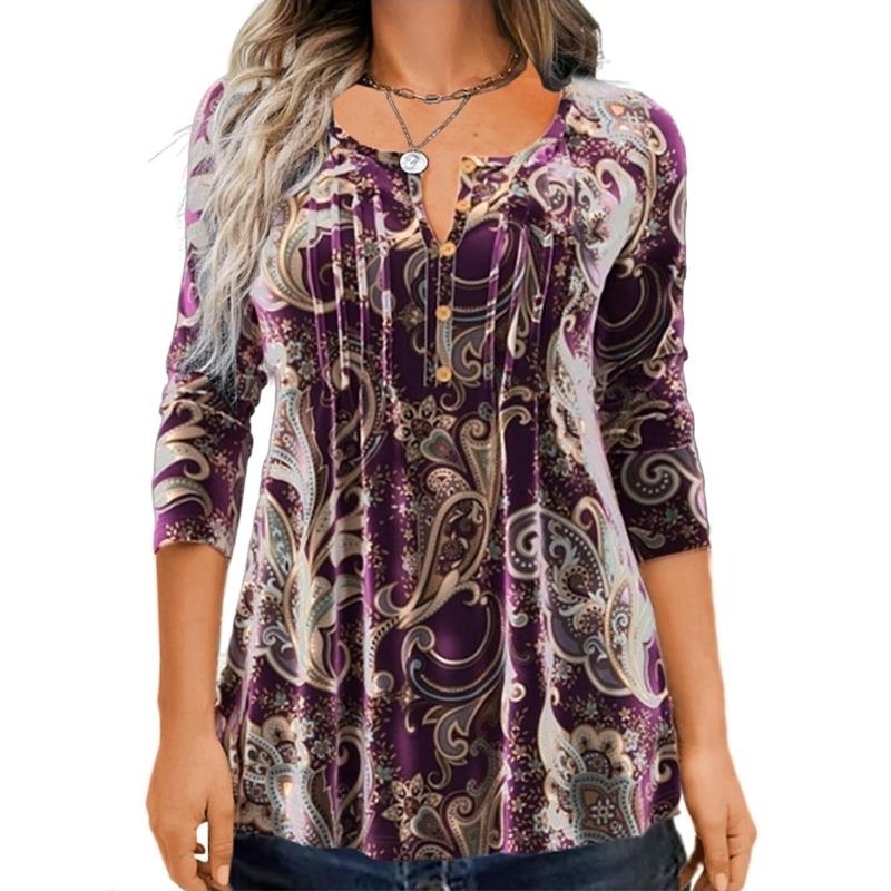 BITCEDWomen's Fashion Casual Long Sleeve O Neck Blouses & Shirts