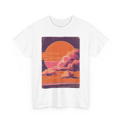 Retro tričko se západem slunce, Vintage grafické tričko, Unisex bavlněný top, Estetické tričko