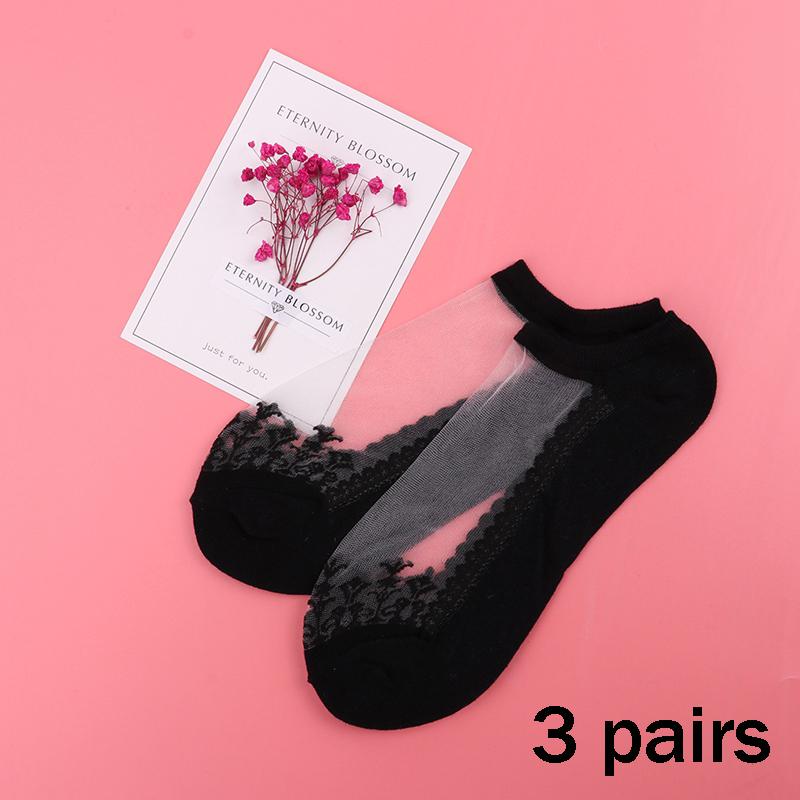 3 Pairs New Elegant Women Girls Cotton Comfortable Solid Dot Spring Summer Wear Low Ankle Invisible Elastic Short Socks