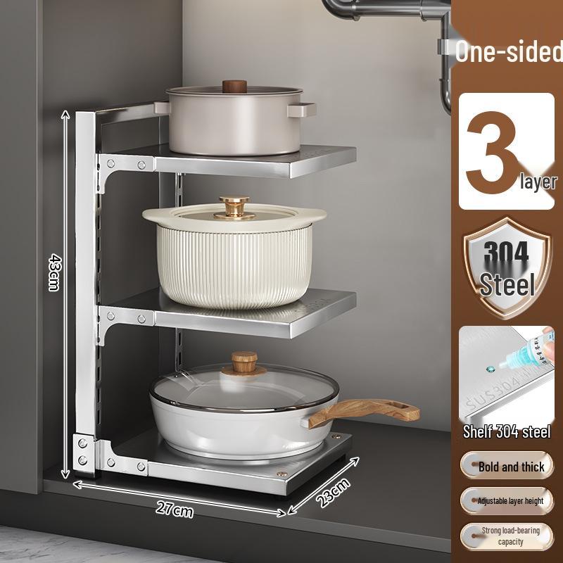 Multi-Layer Kitchen Pot Rack: Floor-Standing, Under-Sink Cookware & Storage Solution