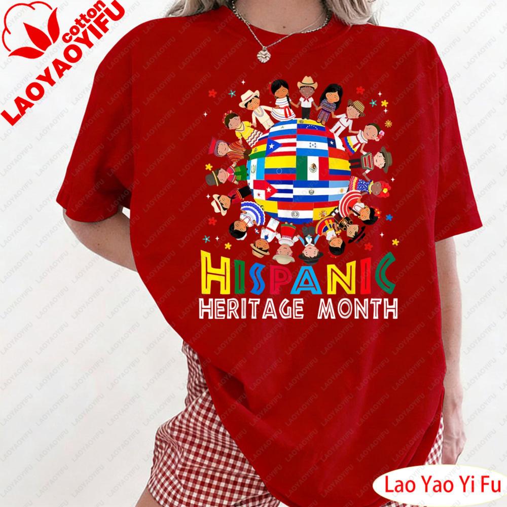 HERITAGE MONTH T Shirt Colorful Flag Print Clothes Womne Tee The Patterns of National Flags of Various Countries Clothes