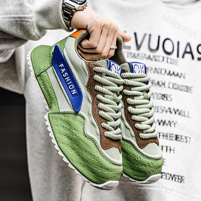 Scarpe da Uomo alla Moda 2025 Tendenza Moda Primavera Rete Traspirante Blocchi di Colore Suola Spessa Rialzanti Casual Versatili Sportive Sneakers