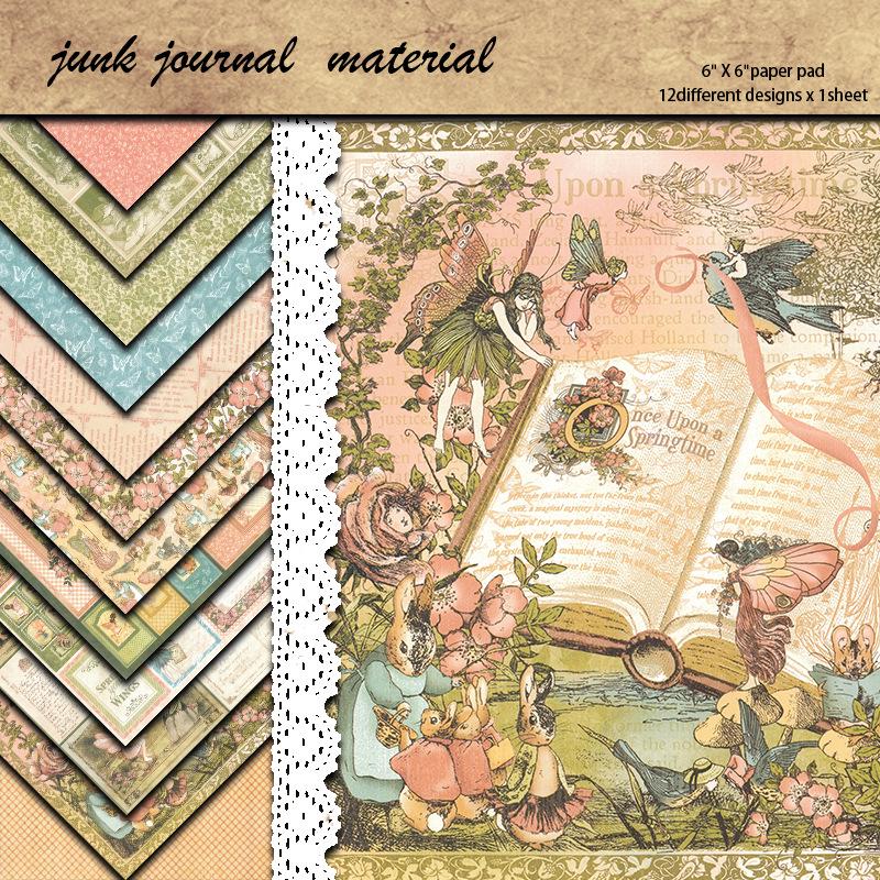 

Vintage Large-Size Spring-Themed Paper Sheets with Animal and Plant Designs (12 Sheets)