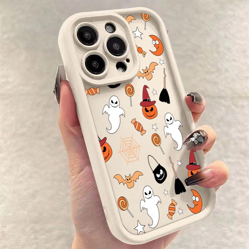 Luxus Glückliches Halloween Geist Weiche Handyhülle Für IPhone 16 Pro Max 14 13 12 11 15 Pro 15 16 Plus XR XS Max Anti-Fall Rückseitenhüllen