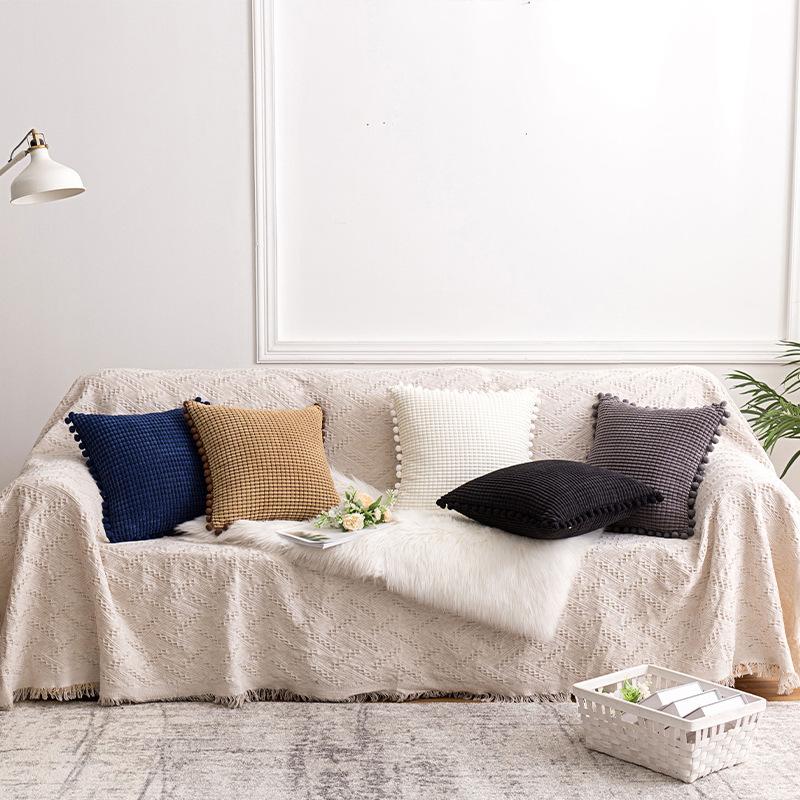 

Ins Corn Kernels and Ball Pillows Living Room Sofa Pillow Case Modern Home Solid Color Corduroy Cushion Pillow Case Pillow Case 45 * 45cm without core