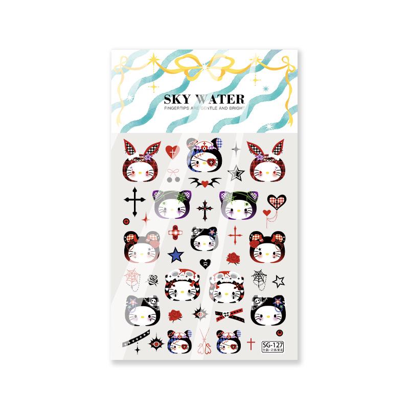 Sky Hat Kitty 3D Cartoon Cat Headgear Nail Art Stickers