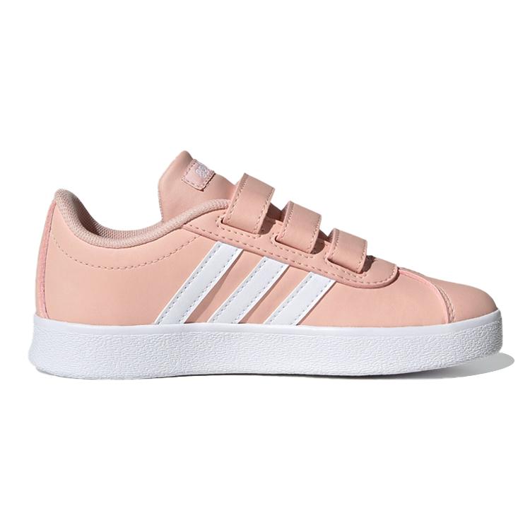 adidas VL COURT 2.0 Synthetic Leather Abrasion Resistant Low Top Skateboard Shoes Pink Kids' GZ7664