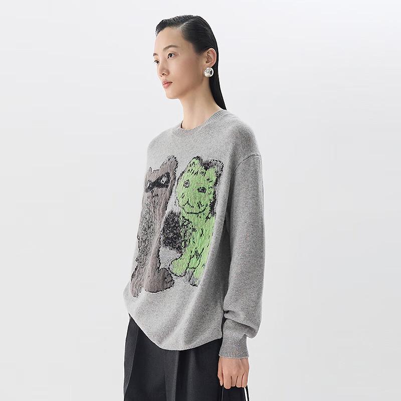 JNBY 2025 Spring Loose Fit Round Neck Wool Knit Sweater